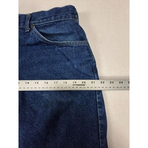 L.L. Bean Jeans‎ Mens 38×30 Vintage Blue Denim Flannel Lined Red Tartan Plaid
